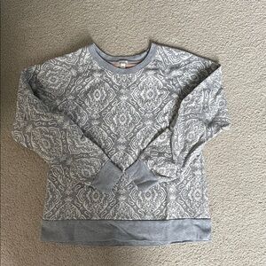 J. Crew Gray and White Patterned Crewneck Sweatshirt